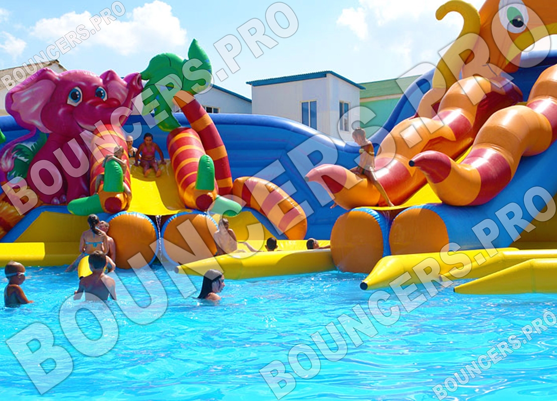 Надувной аквапарк для бизнеса «Чудо-Юдо» - Аквапарки. Цена:27900 руб. ширина:18.9 м, длина:23.5 м, высота:7.0 м, вес: